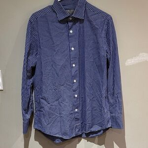 Canali Navy Checkered Men's Shirt